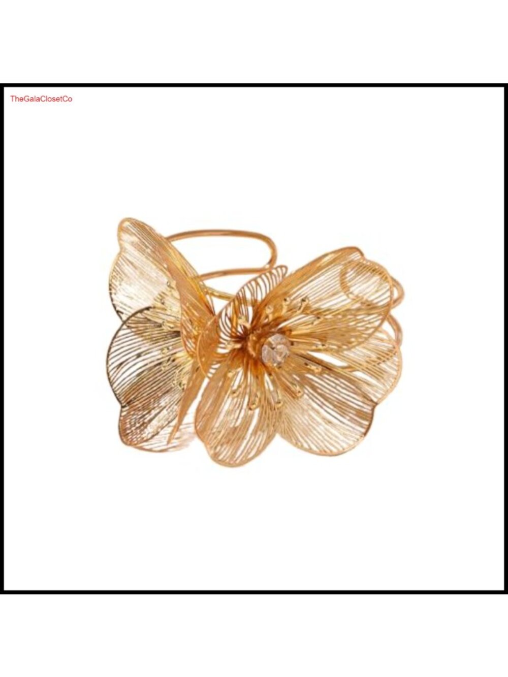 Crystal Flower Cuff Bracelet Adjustable Boho Wedding Jewelry